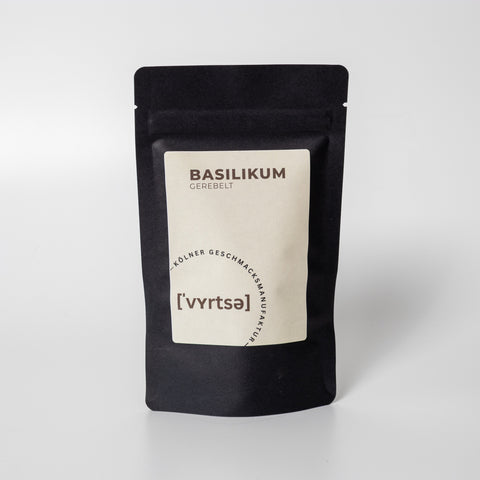 Vyrtse Basilikum gerebelt in schwarzer Aromaschutztüte