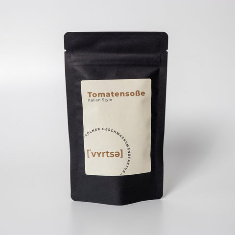 Gewürzmischung für Tomatensosse in schwarzer Aromaschutztüte